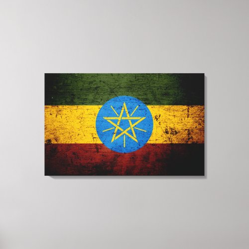 Black Grunge Ethiopia Flag Canvas Print