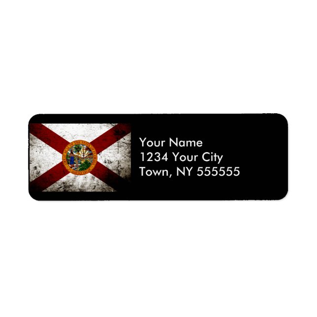 Black Grunge Florida State Flag Label (Front)