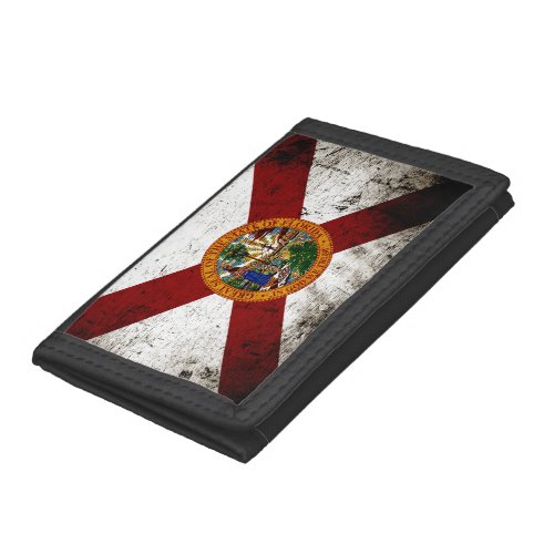 Black Grunge Florida State Flag Tri_fold Wallet
