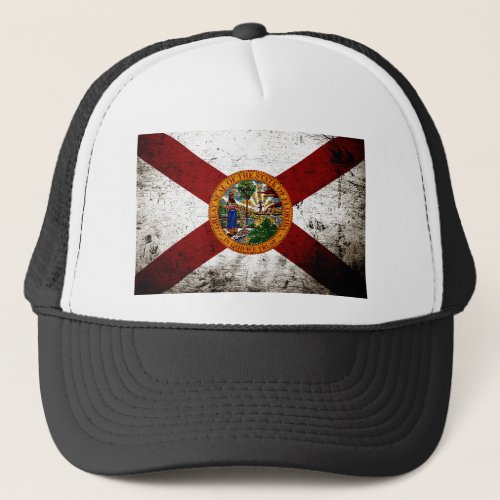 Black Grunge Florida State Flag Trucker Hat