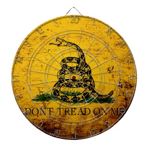 Black Grunge Gadsden Flag Dartboard With Darts