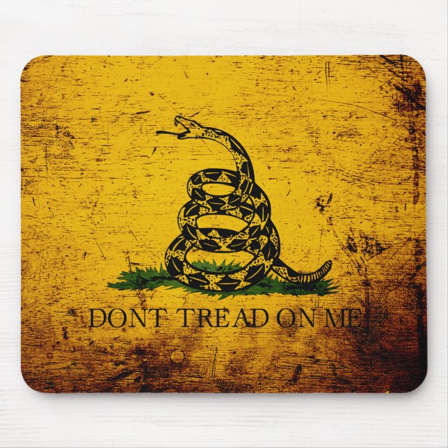 Black Grunge Gadsden Flag Mouse Pad (Front)