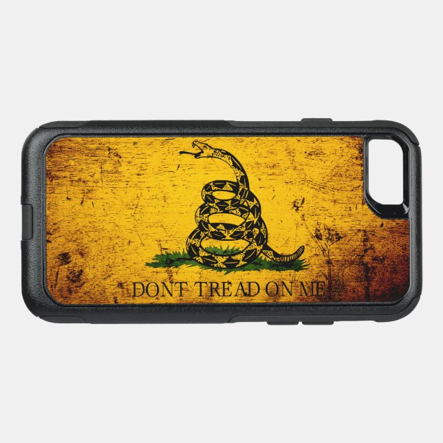 Black Grunge Gadsden Flag Otterbox iPhone Case (Back Horizontal)