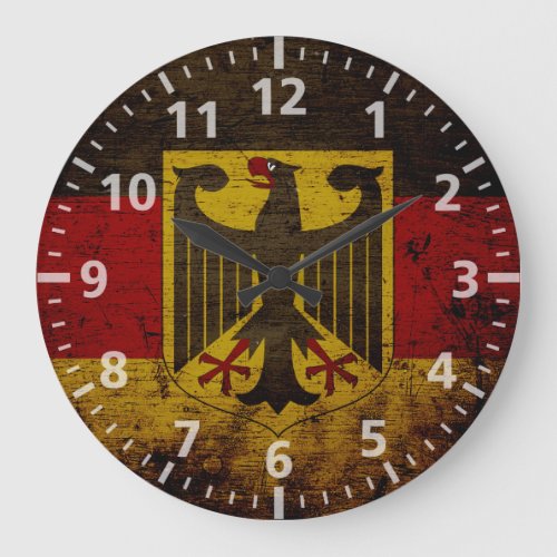 Black Grunge Germany Flag Large Clock