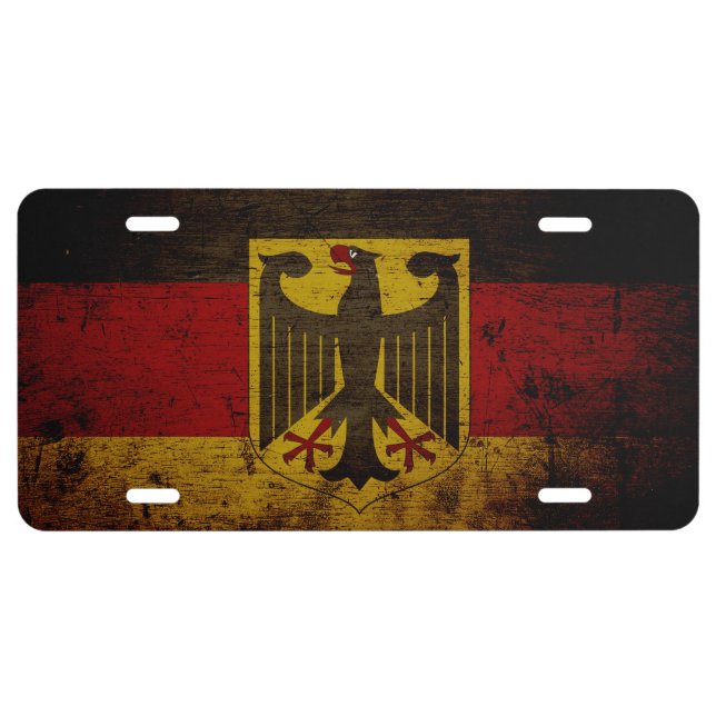Black Grunge Germany Flag License Plate (Front)