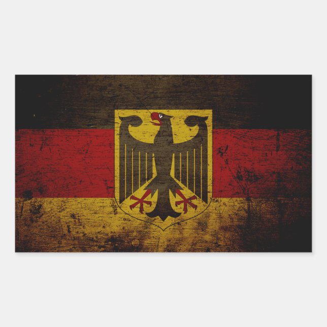 Black Grunge Germany Flag Rectangular Sticker (Front)