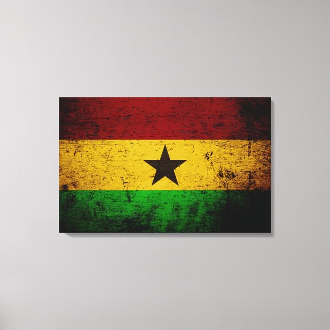 Black Grunge Ghana Flag Canvas Print (Front)