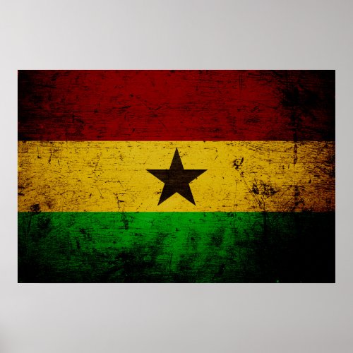 Black Grunge Ghana Flag Poster