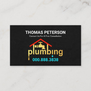 Black Grunge Gold Home Plumbing Business Card