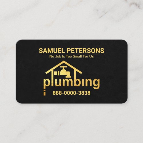 Black Grunge Gold Plumbing Home Business Card