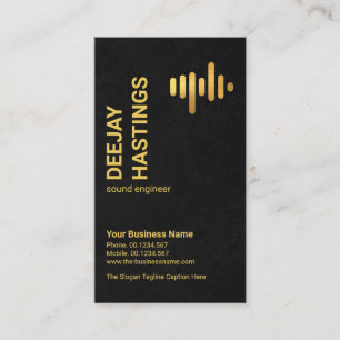 Black Grunge Gold Sound Wave Audio Engineer Business Card
