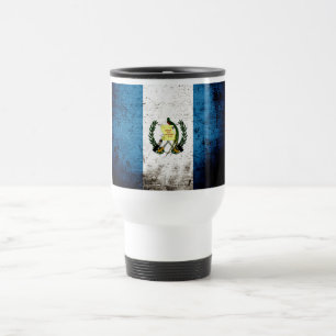 Black Grunge Guatemala Flag Travel Mug