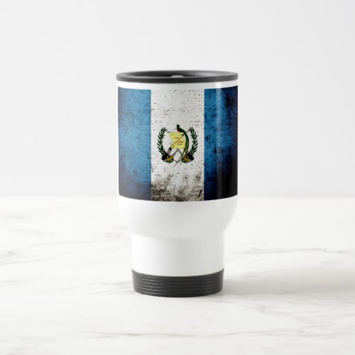 Black Grunge Guatemala Flag Travel Mug