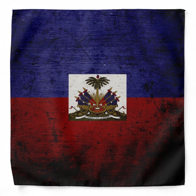 Black Grunge Haiti Flag Bandana (Front)