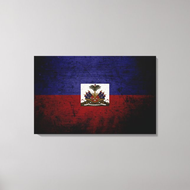 Black Grunge Haiti Flag Canvas Print (Front)