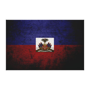Black Grunge Haiti Flag Canvas Print