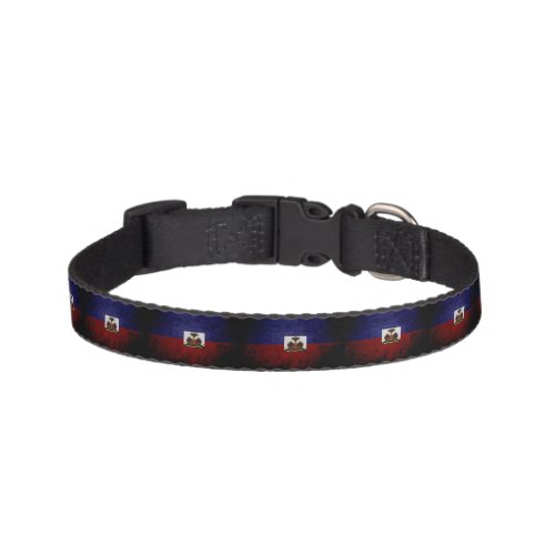 Black Grunge Haiti Flag Pet Collar