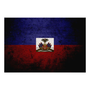 Black Grunge Haiti Flag Photo Print