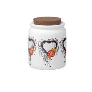 Black Grunge Heart Sunflower Candy Jar
