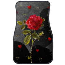 Black Grunge Hearts with Red Rose Car Floor Mat Black Grunge Hearts with Red Rose Car Floor Mat