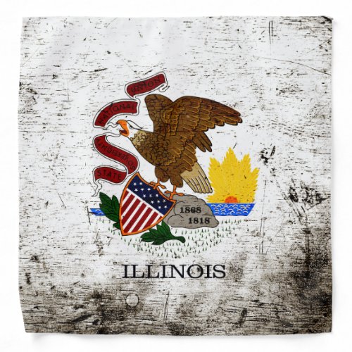 Black Grunge Illinois State Flag Bandana