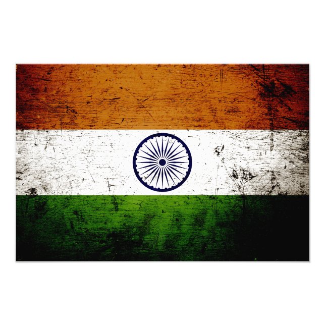 Black Grunge India Flag Photo Print (Front)
