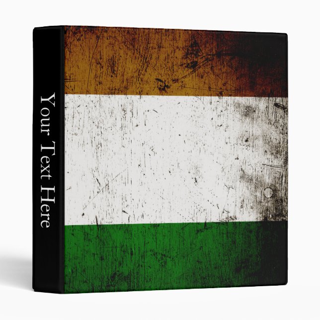 Black Grunge Ireland Flag Binder (Front/Spine)