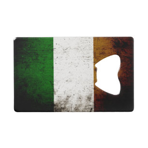Black Grunge Ireland Flag Credit Card Bottle Opener