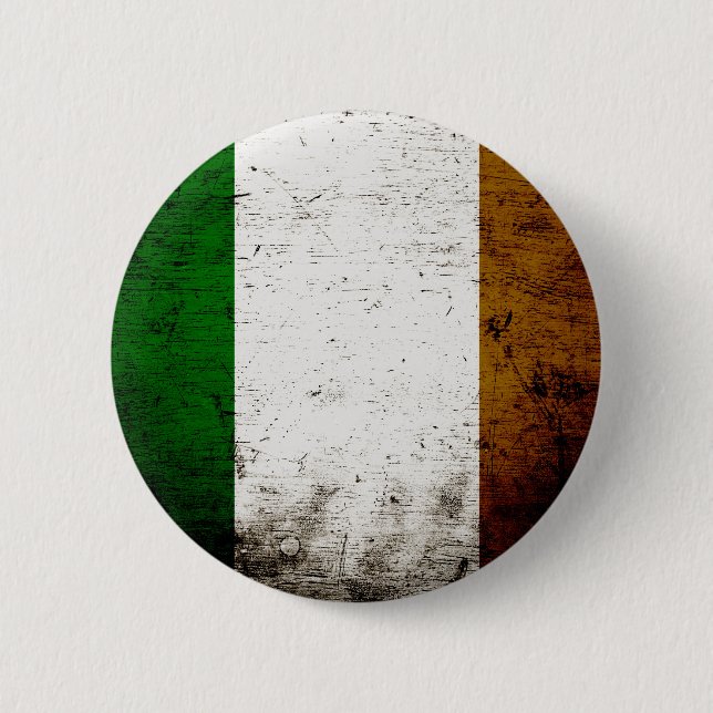 Black Grunge Ireland Flag Pinback Button (Front)