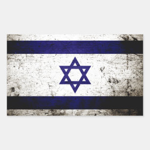 Black Grunge Israel Flag Rectangular Sticker