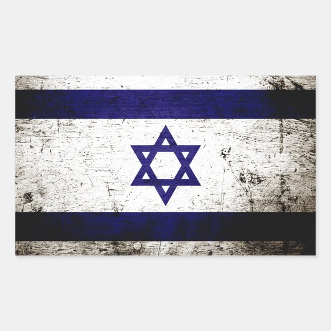 Black Grunge Israel Flag Rectangular Sticker (Front)