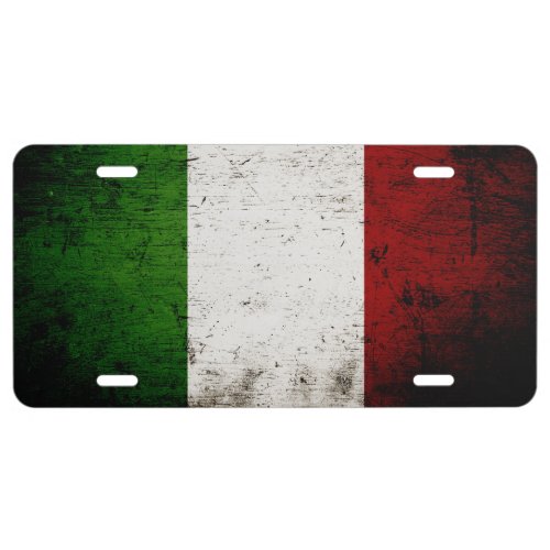 Black Grunge Italy Flag 1 License Plate