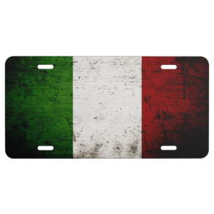 Black Grunge Italy Flag License Plate