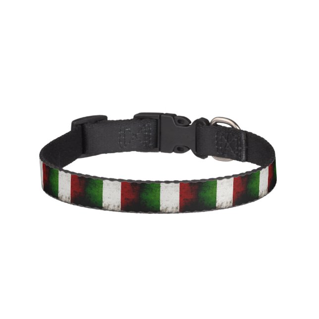 Black Grunge Italy Flag Pet Collar (Front)