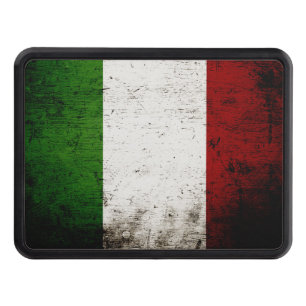 Black Grunge Italy Flag Trailer Hitch Cover