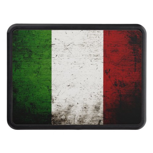 Black Grunge Italy Flag Trailer Hitch Cover