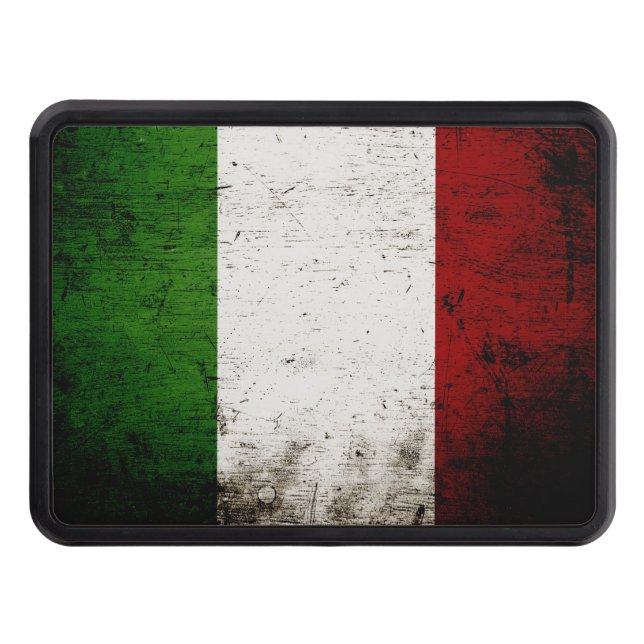 Black Grunge Italy Flag Trailer Hitch Cover (Front)