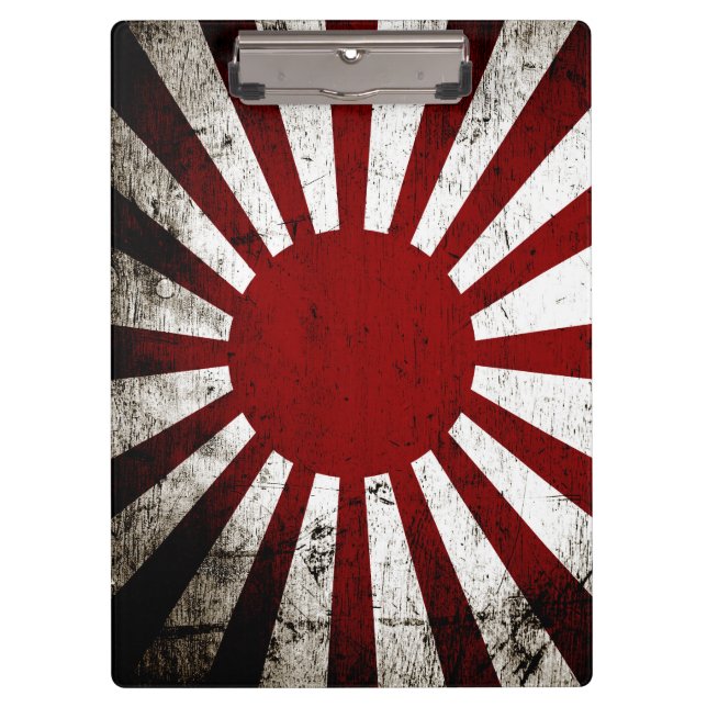 Black Grunge Japan Rising Sun Flag Clipboard (Front)
