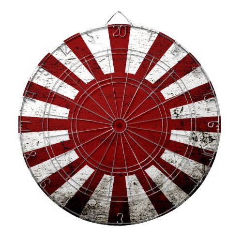 Black Grunge Japan Rising Sun Flag Dartboard With Darts