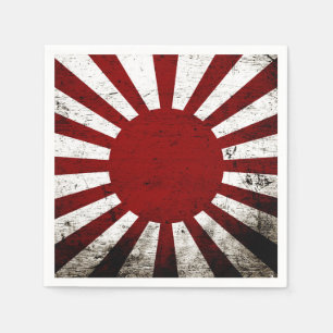 Black Grunge Japan Rising Sun Flag Paper Napkins