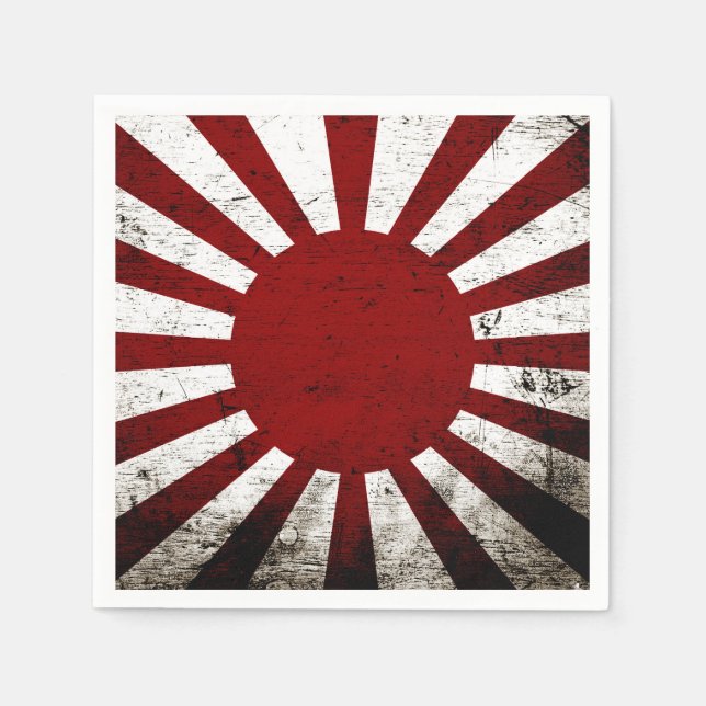 Black Grunge Japan Rising Sun Flag Paper Napkins (Front)