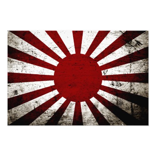 Black Grunge Japan Rising Sun Flag Photo Print