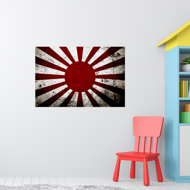 Black Grunge Japan Rising Sun Flag Poster | Zazzle
