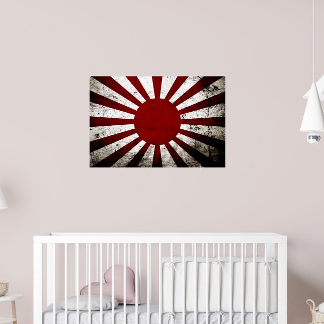 Black Grunge Japan Rising Sun Flag Poster | Zazzle