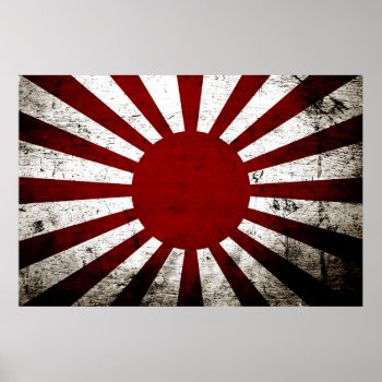Black Grunge Japan Rising Sun Flag Poster by electrosky at Zazzle