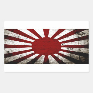 Black Grunge Japan Rising Sun Flag Rectangular Sticker