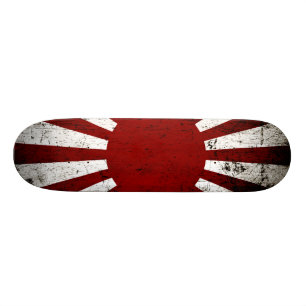 Black Grunge Japan Rising Sun Flag Skateboard Deck
