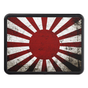 Black Grunge Japan Rising Sun Flag Tow Hitch Cover