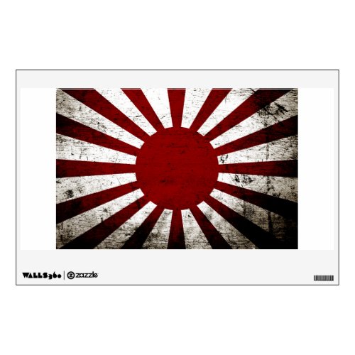 Black Grunge Japan Rising Sun Flag Wall Decal