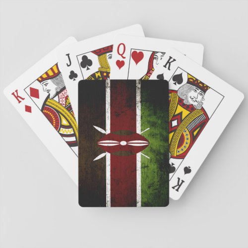 Black Grunge Kenya Flag Poker Cards